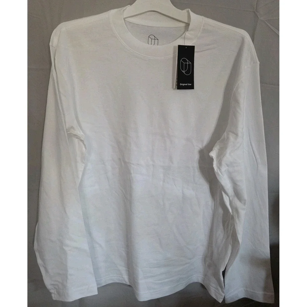 Mens M White Long Sleeve Shirt By Original Use -Heavy Weight - Relaxed Fit - NEW